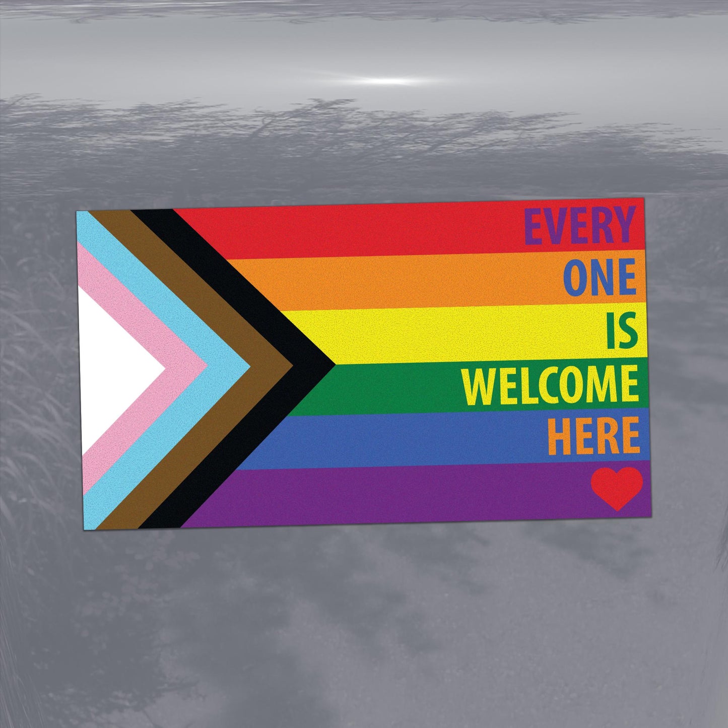 Rainbow Every One Is Welcome Here Progress Pride Flag LGBTQ POC Transgender Flag - Vibrant Static Cling Window Cling Indoor and Outdoor!