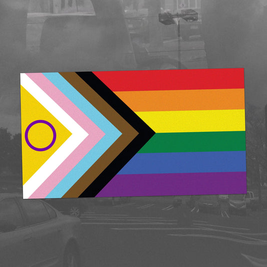 Intersex Progress Pride Flag LGBTQIA+ POC Transgender - Vibrant Color Static Cling Window Cling - Use Indoor and Outdoor!