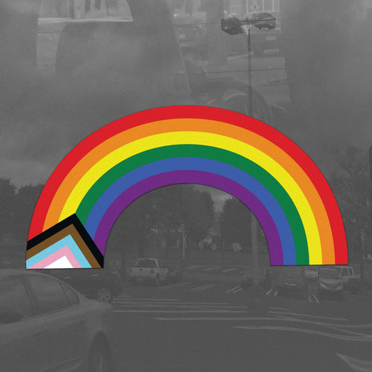 Rainbow Shape Progress Pride Flag LGBTQ POC Transgender Flag - Vibrant Static Cling Window Cling Indoor and Outdoor!