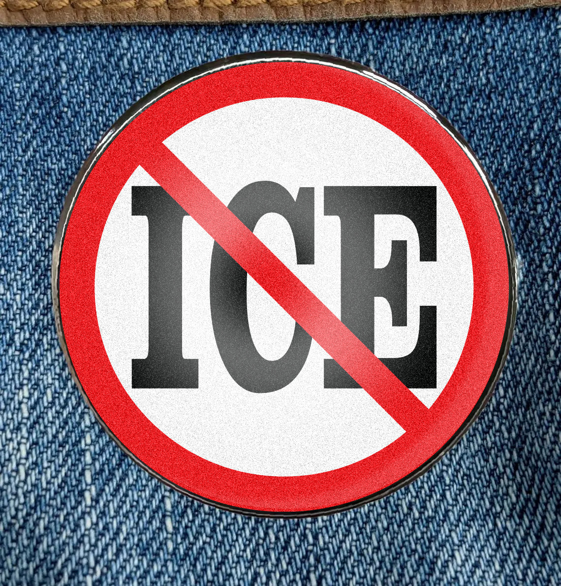 Anti ICE Enamel Pin - Circular Printed Art Metal Enamel Pin Metal with a Protective Gloss Epoxy Finish