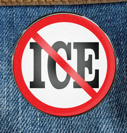 Anti ICE Enamel Pin - Circular Printed Art Metal Enamel Pin Metal with a Protective Gloss Epoxy Finish