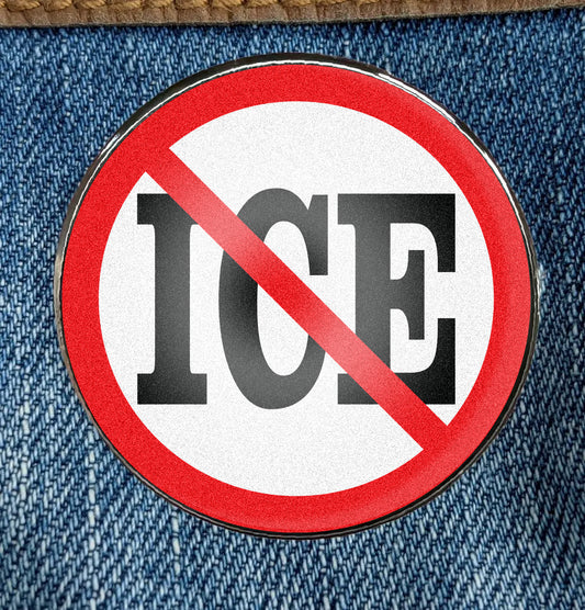 Anti ICE Enamel Pin - Circular Printed Art Metal Enamel Pin Metal with a Protective Gloss Epoxy Finish