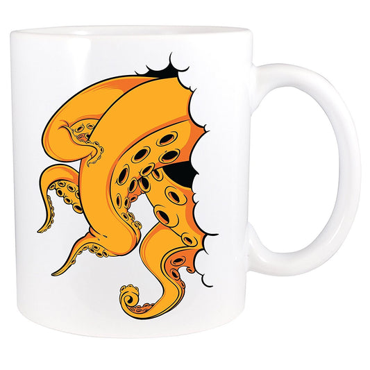 Kraken Attack! Bright Orange Tentacle Monster from beyond! - 11 Ounce Ceramic Coffee Mug Teacup