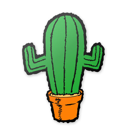 Triumphant Cactus in Clay Pot - Vibrant Color Vinyl Decal
