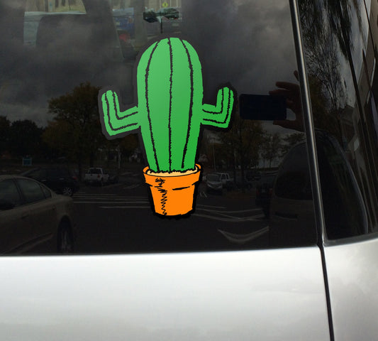 Triumphant Cactus in Clay Pot - Vibrant Color Vinyl Decal