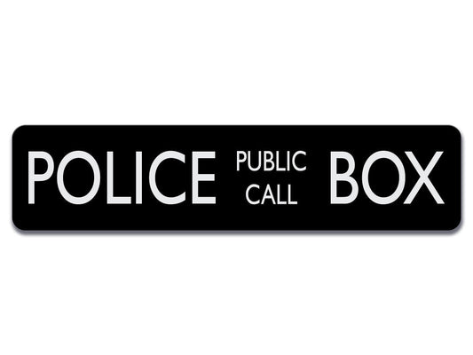Police Telephone Box Sign - 4 inch by 17 inch Aluminum Police Public Call Box Telephone Door Sign