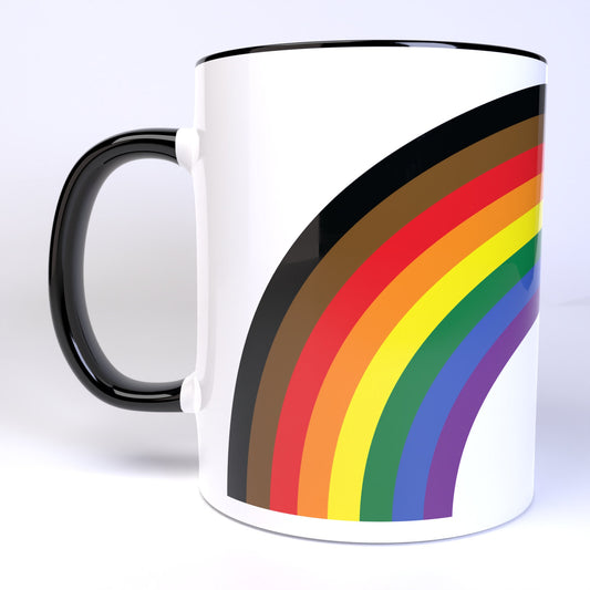 Applicable Pun - Rainbow Arched Inclusive Pride Flag  - 11 Ounce Ceramic Coffee Mug Teacup Black or White Handle