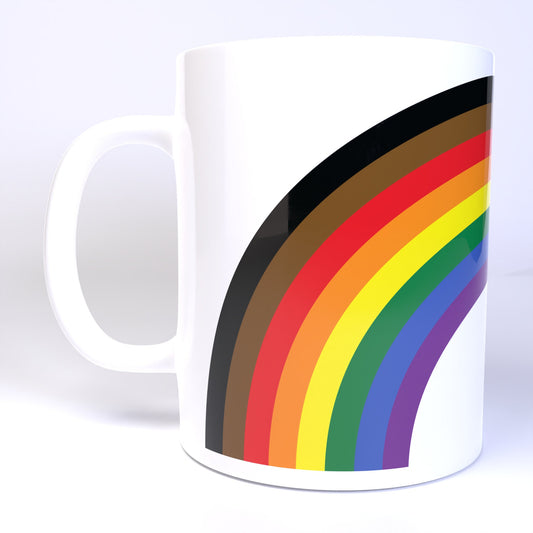 Applicable Pun - Rainbow Arched Inclusive Pride Flag  - 11 Ounce Ceramic Coffee Mug Teacup Black or White Handle