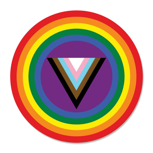 Circle Progressive Pride Flag Trans POC Triangle - Vibrant color vinyl decal