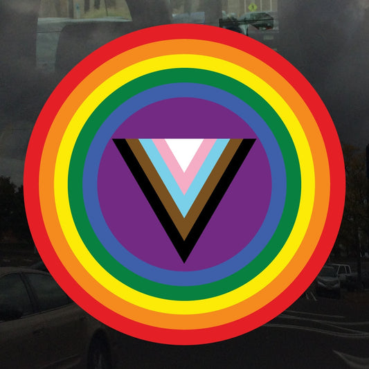 Circle Progressive Pride Flag Trans POC Triangle - Vibrant color vinyl decal