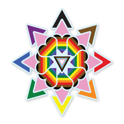 Snowflake Progress Pride Flag Inclusive LGBTQ POC Transgender Flag Winter Decoration - Vibrant color vinyl decal