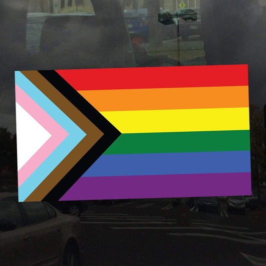 3M Night Reflective Progress Pride Flag LGBTQ POC Transgender Flag - High Visibility Vibrant Color Vinyl Decal