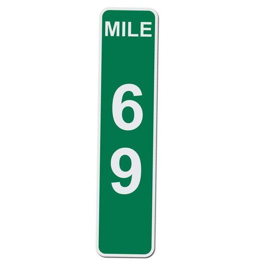 Mile Marker 69 - 17 Inches Tall by 4 Inches Wide Aluminum Sign