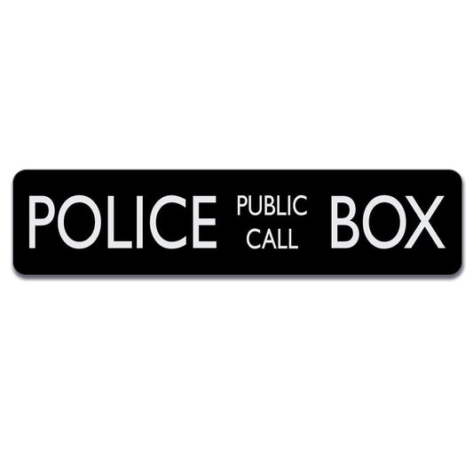 Police Telephone Box Sign -  - 17 inch wide by 4 inch tall Aluminum Police Public Call Box Telephone Door Sign