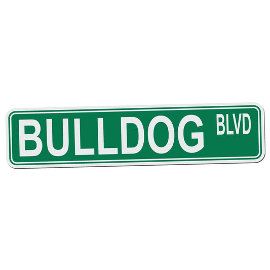 Bulldog BLVD Street Sign - 17 Inch Wide by 4 Inch Tall Aluminum Sign