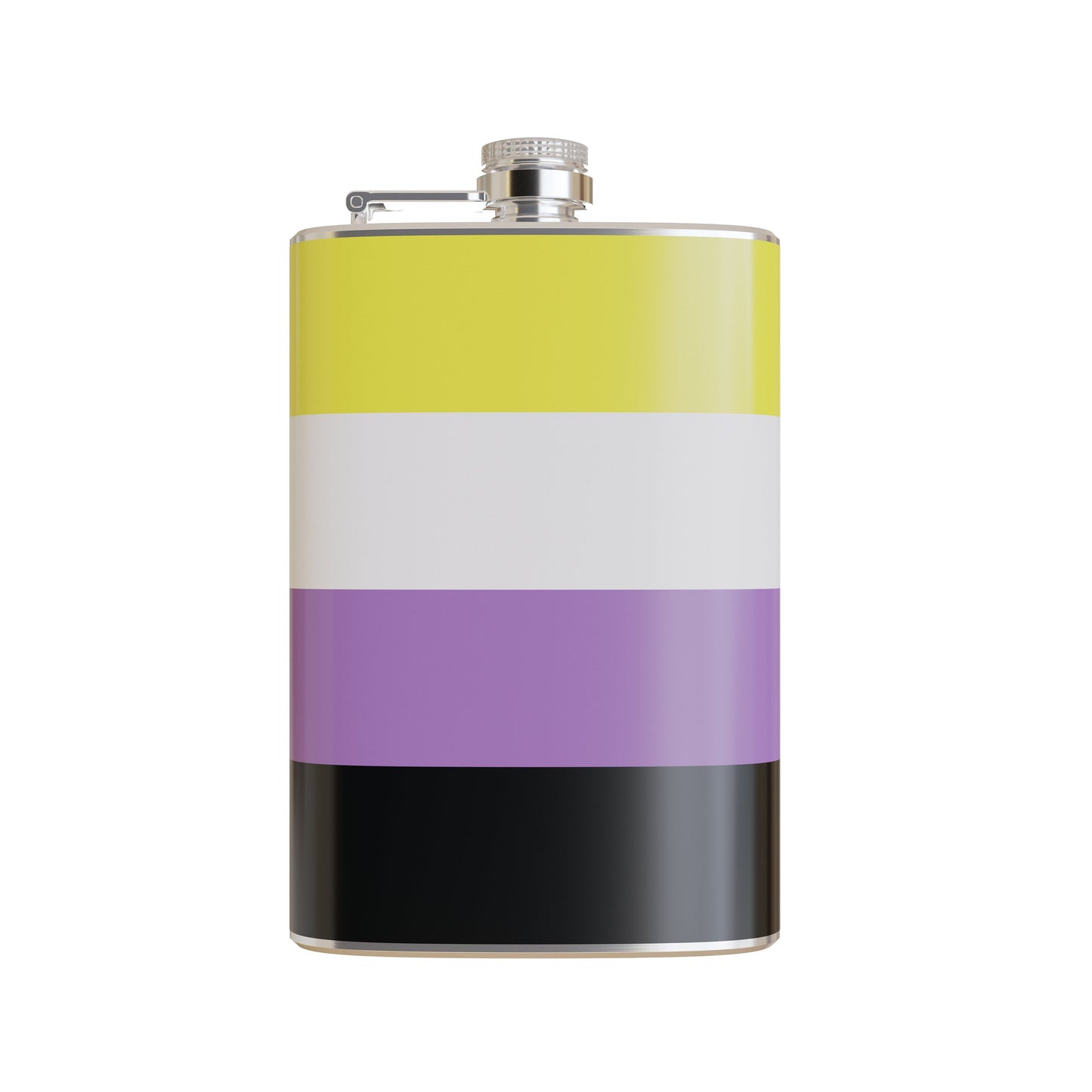 Non-Binary Pride Flag Printed Vinyl Wrapped 8 Ounce Stainless Steel Flask