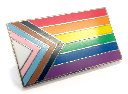 Progress Pride Flag Pin – LGBTQ+ POC & Transgender Pride Enamel Lapel Pin for Jackets, Bags and Hats