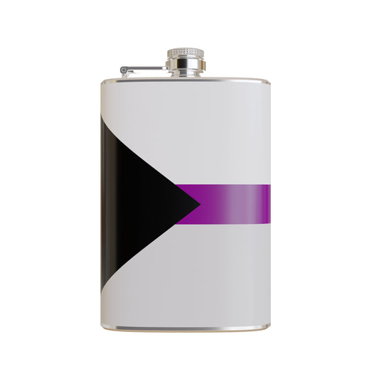 Demisexual Pride Flag 8 ounce Stainless Steel Flask – Printed Vinyl Wrap, Portable, Leak-Resistant