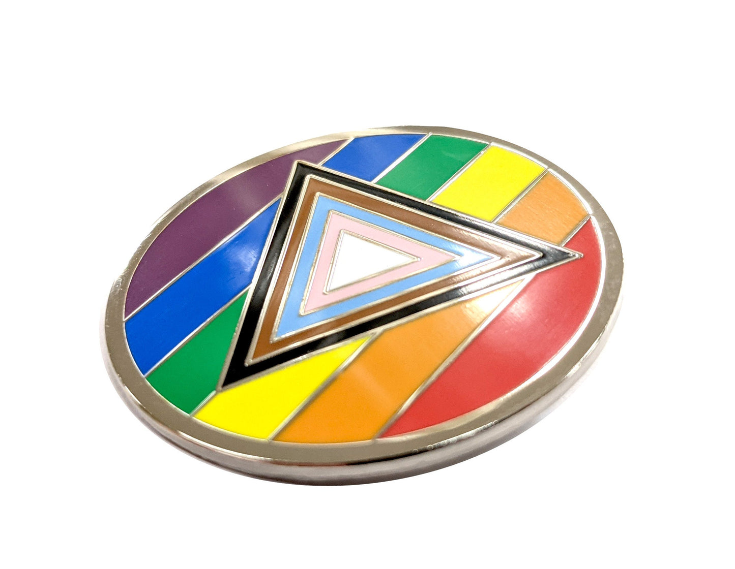 Safe Space Progress Pride Flag Enamel Pin – LGBTQ POC Transgender Flag Lapel or Fabric Pin