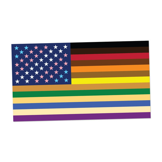 United States of America Inclusive LGBTQIA POC Skin Tones Flag - Vibrant Color Vinyl Decal Sticker