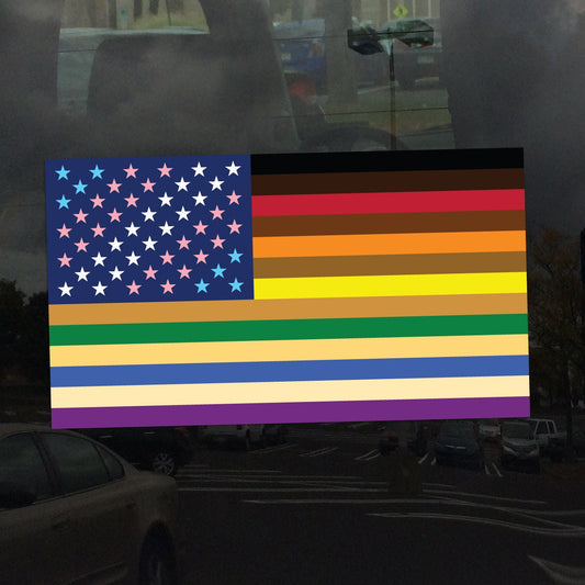 United States of America Inclusive LGBTQIA POC Skin Tones Flag - Vibrant Color Vinyl Decal Sticker