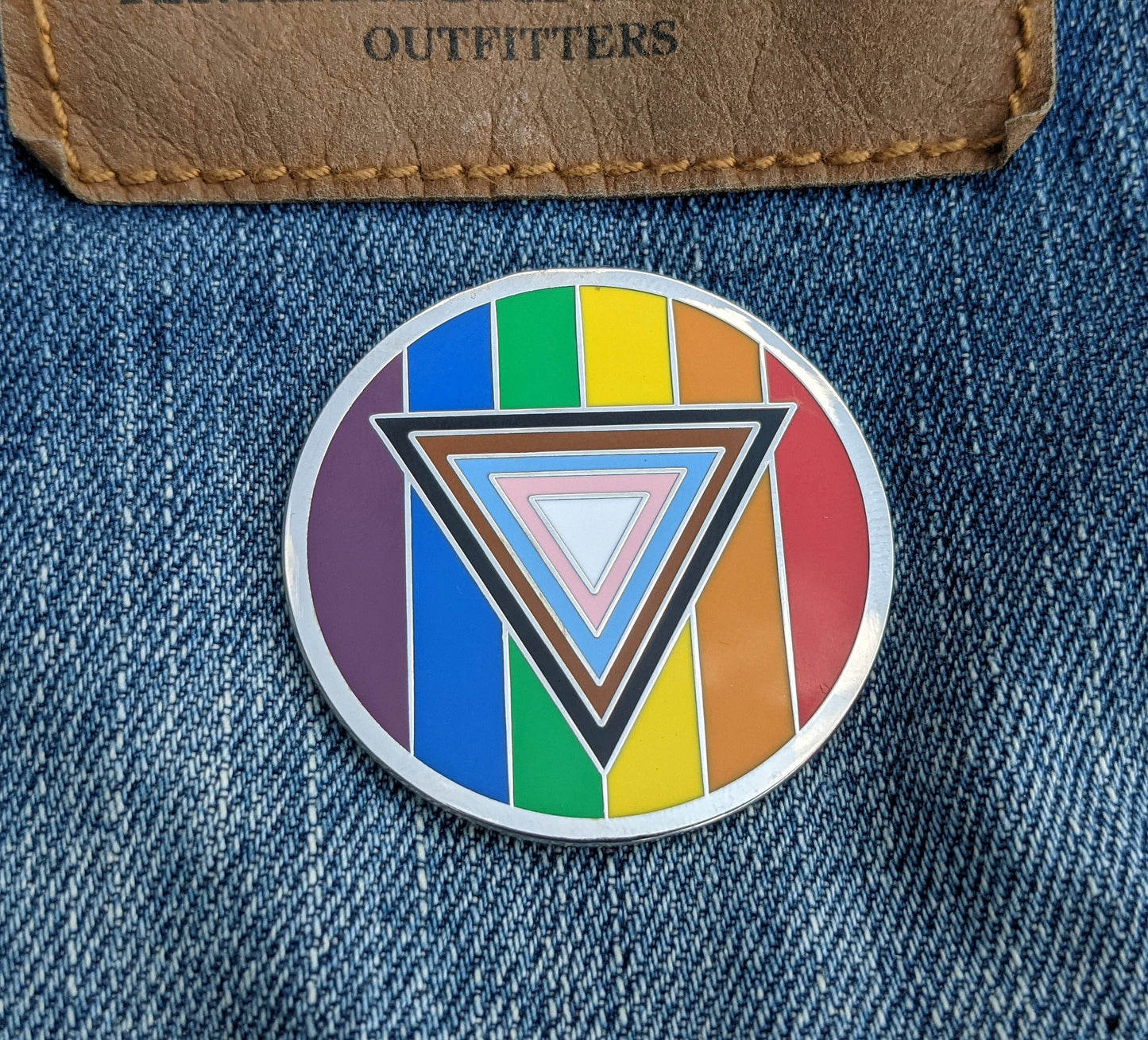 Safe Space Progress Pride Flag Enamel Pin – LGBTQ POC Transgender Flag Lapel or Fabric Pin