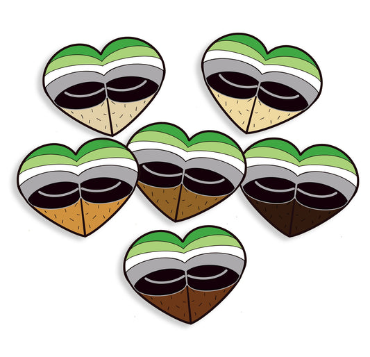 Aromantic Flag Heart Butt Briefs - Vibrant Color Vinyl Decal - Skin tones and Size Options available