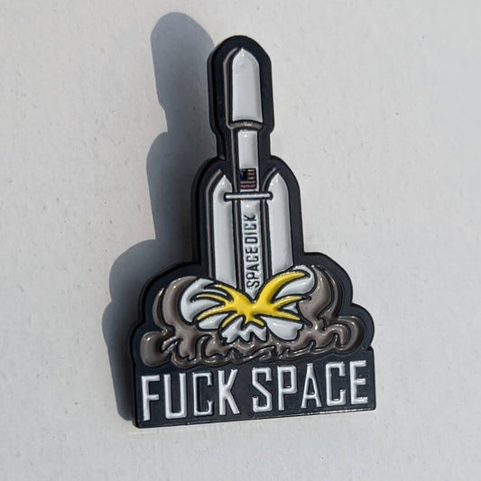 Fuck Space Anti-Billionaire Enamel Pin – Bold Protest Lapel Pin for Jackets, Bags, and Accessories