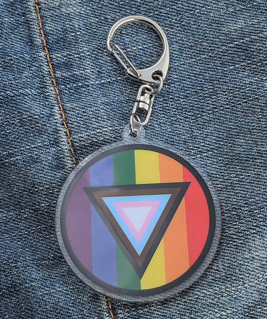 Safe Space Progress Pride Flag LGBTQ POC Transgender Flag - Acrylic Keychain with Clasp