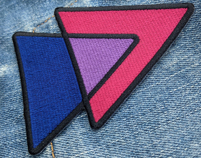 Bisexual Triangles Biangles Pink Lavender Blue - 4 inch Iron-on Embroidered Patch