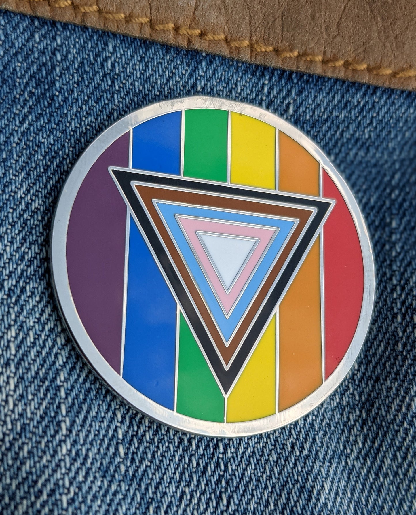 Safe Space Progress Pride Flag Enamel Pin – LGBTQ POC Transgender Flag Lapel or Fabric Pin