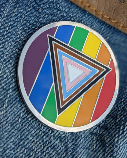 Safe Space Progress Pride Flag Enamel Pin – LGBTQ POC Transgender Flag Lapel or Fabric Pin
