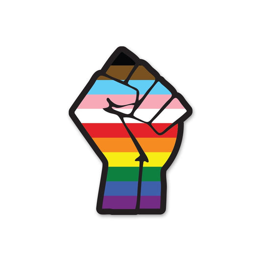 Resist Fist Inclusive LGBTQ Pride Flag LGBTQ POC Transgender Flag - Vibrant Color Vinyl Decal Sticker