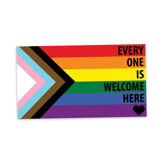 Every One Is Welcome Here Progress Pride Flag LGBTQ POC Transgender Flag - vibrant color vinyl decal