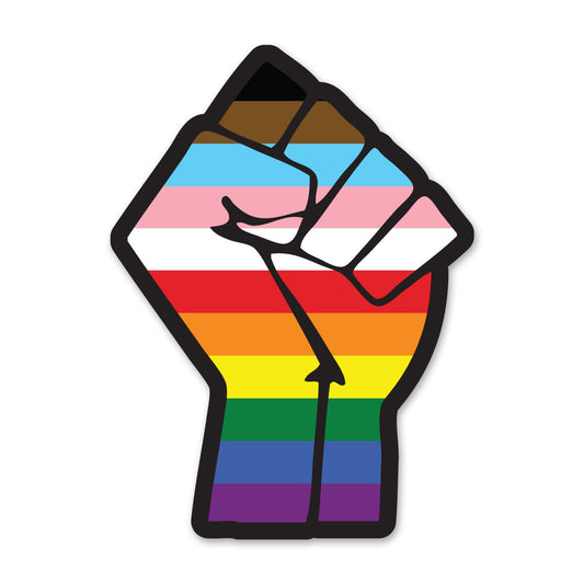 Resist Fist Inclusive LGBTQ Pride Flag LGBTQ POC Transgender Flag - Vibrant Color Vinyl Decal Sticker