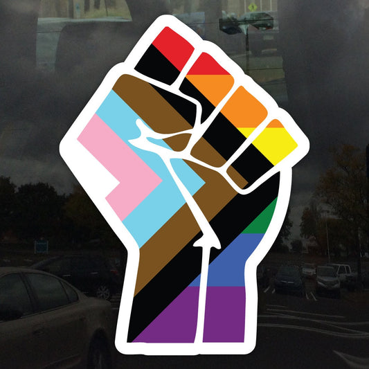 Progress Flag Resist Fist BLM LGBTQ POC Pride Flag - Vibrant Color Vinyl Decal Sticker