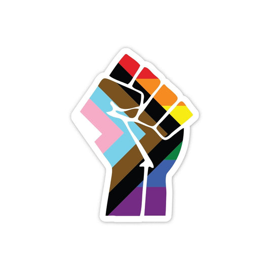 Progress Flag Resist Fist BLM LGBTQ POC Pride Flag - Vibrant Color Vinyl Decal Sticker