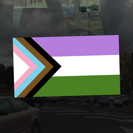 Genderqueer Progress Pride Flag LGBTQ POC Transgender Flag - Vibrant Color Vinyl Decal Sticker
