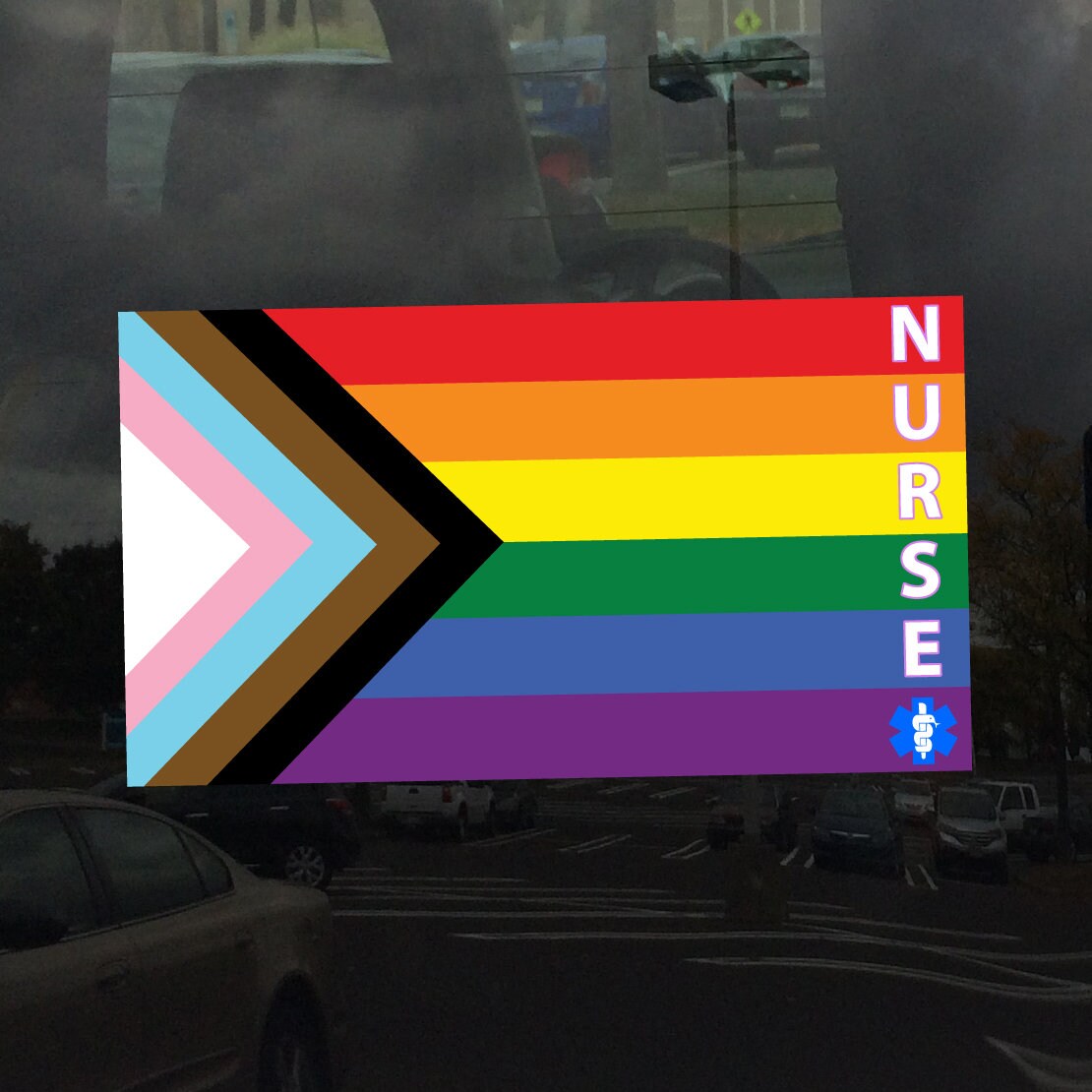 Nurse Progress Pride Flag LGBTQ POC Transgender Flag Medical Personnel - Vibrant Color Vinyl Decal