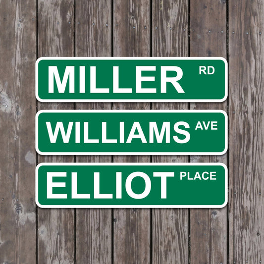 Personalized Name Street Sign 17 inch Wide by 4 Inch Tall Aluminum Sign