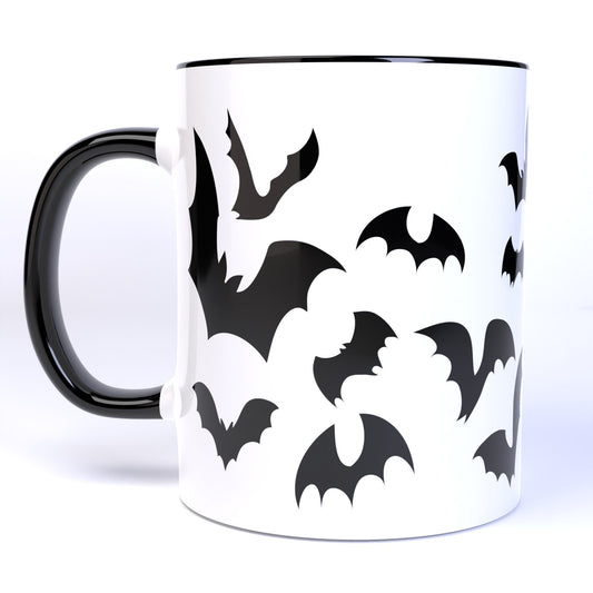 Bat Swarm  - 11 Ounce Ceramic Coffee Mug Teacup Black Handle