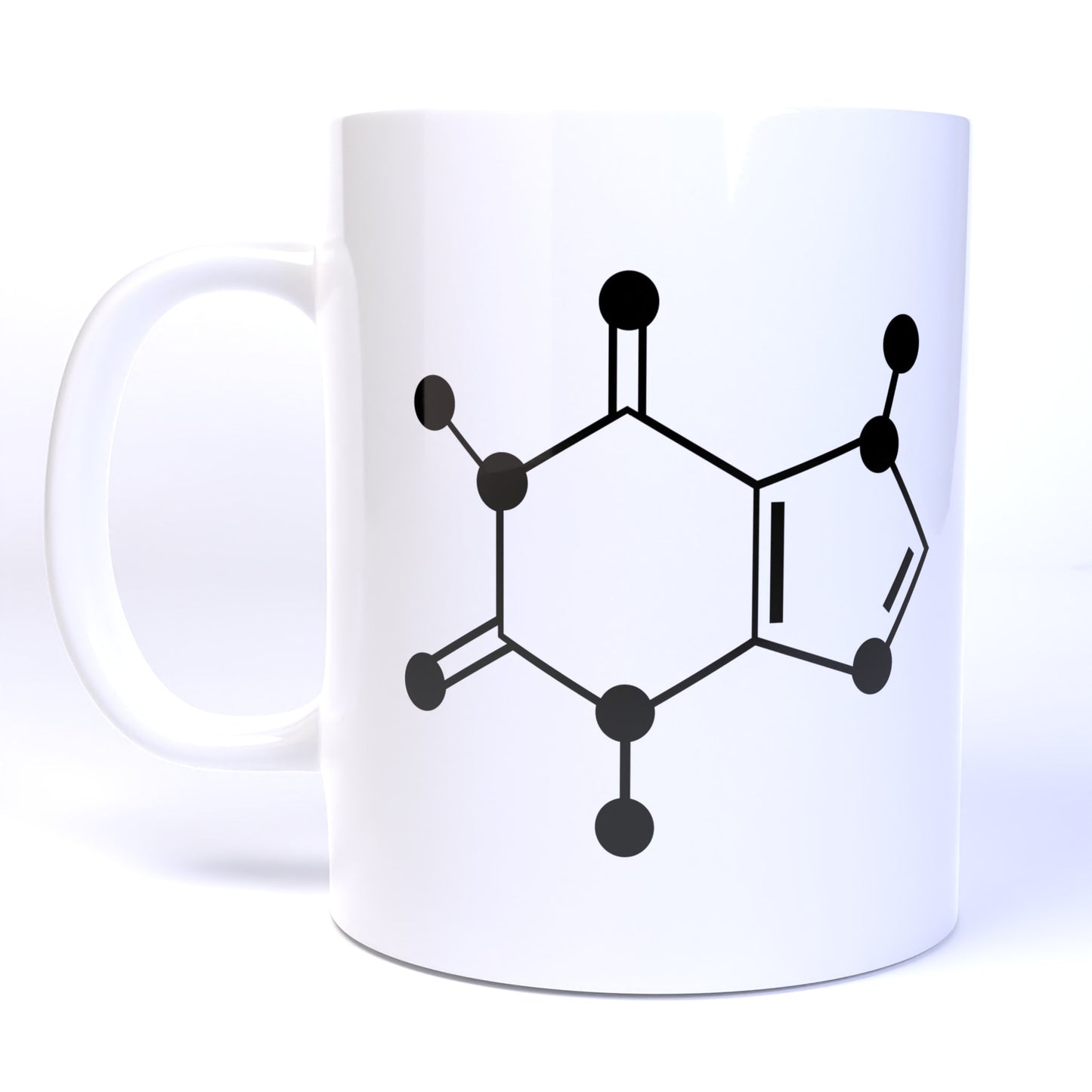 Caffeine Molecule Skeletal Diagram - 11 Ounce Ceramic Coffee Mug Teacup