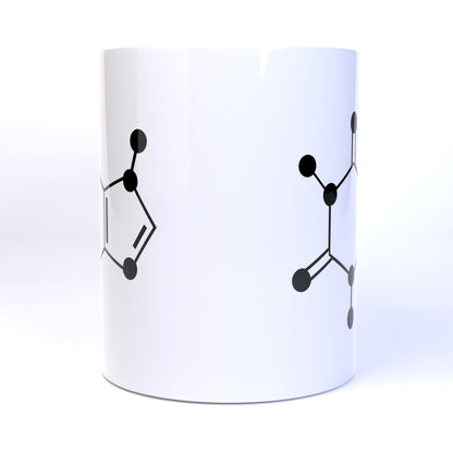 Caffeine Molecule Skeletal Diagram - 11 Ounce Ceramic Coffee Mug Teacup