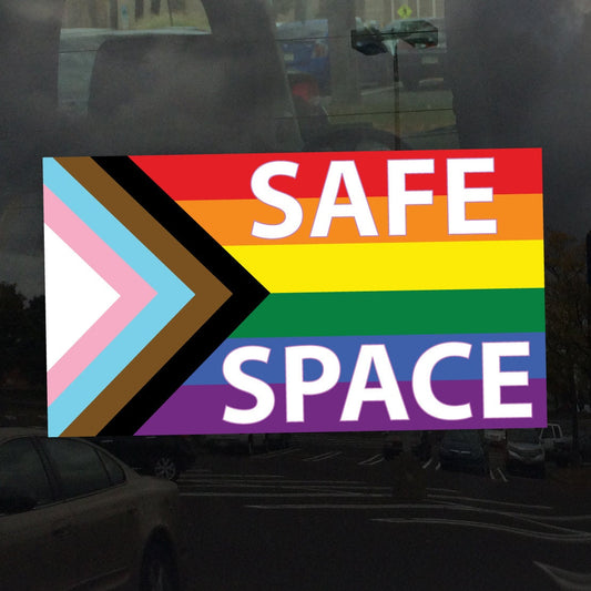 Bold Safe Space Progress Pride Flag LGBTQ POC Transgender Flag - Vibrant Color Vinyl Decal