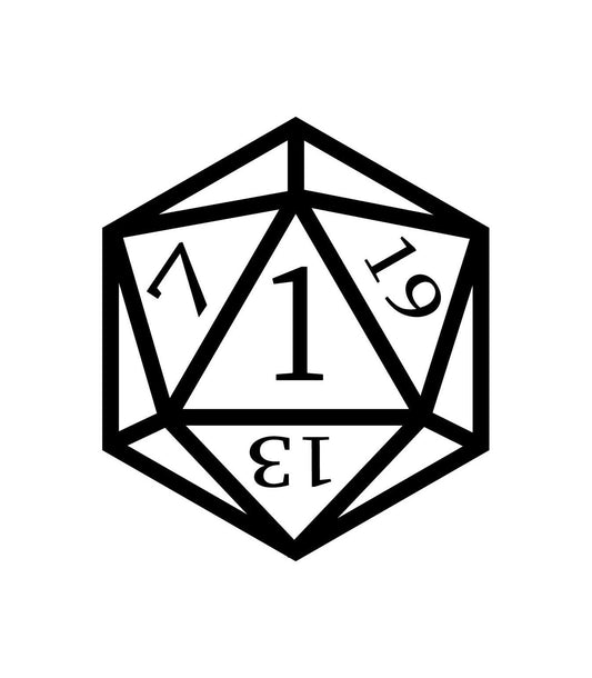 D20 Dice Art Critical Failure Rolled a 1 Crit Tabletop RPG Die - Vinyl Decal Sticker