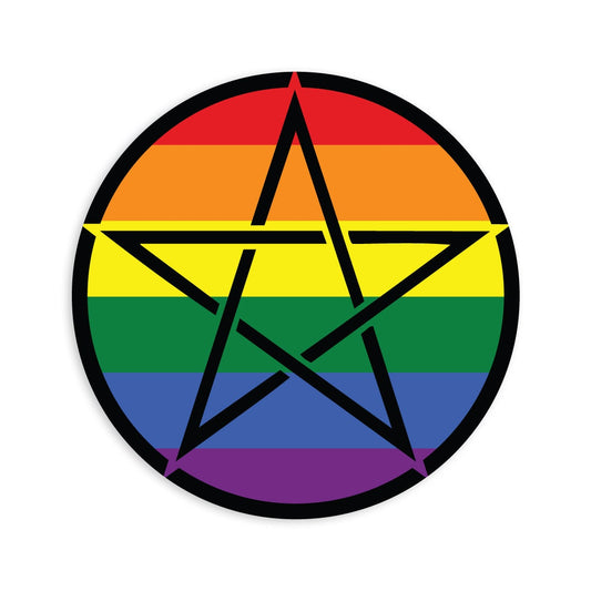 Upright Pentagram Rainbow Pride Flag LGBTQ Flag - Vibrant Color Vinyl Decal Sticker