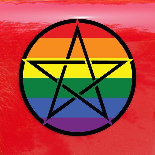 Upright Pentagram Rainbow Pride Flag LGBTQ Flag - Vibrant Color Vinyl Decal Sticker