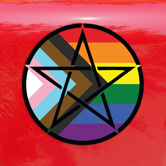 Upright Pentagram Progress Pride Flag POC Trans LGBTQ Flag - Vibrant Color Vinyl Decal Sticker
