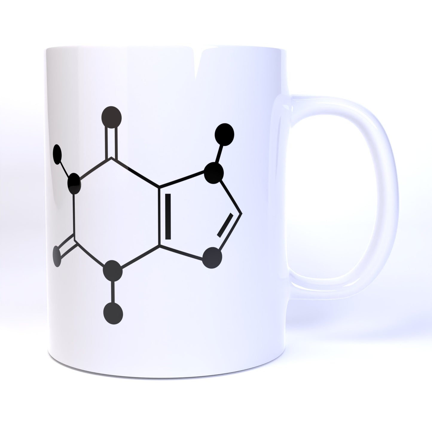 Caffeine Molecule Skeletal Diagram - 11 Ounce Ceramic Coffee Mug Teacup