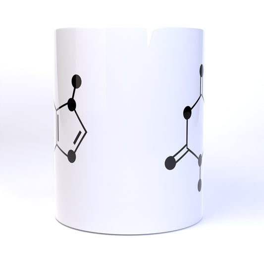 Chocolate Molecule Skeletal Diagram - 11 Ounce Ceramic Coffee Mug Teacup